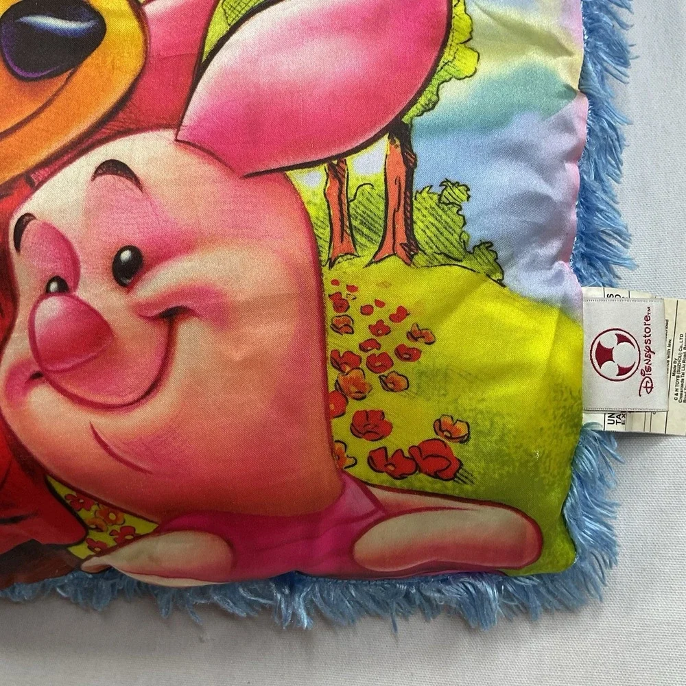 Disney Winnie the Pooh & Piglet Shaggy Throw Pillow 16x16 Square Cushion Vintage